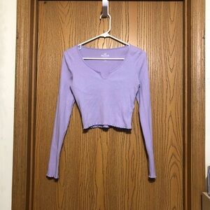 Hollister Purple Crop long sleeve baby tee lavender